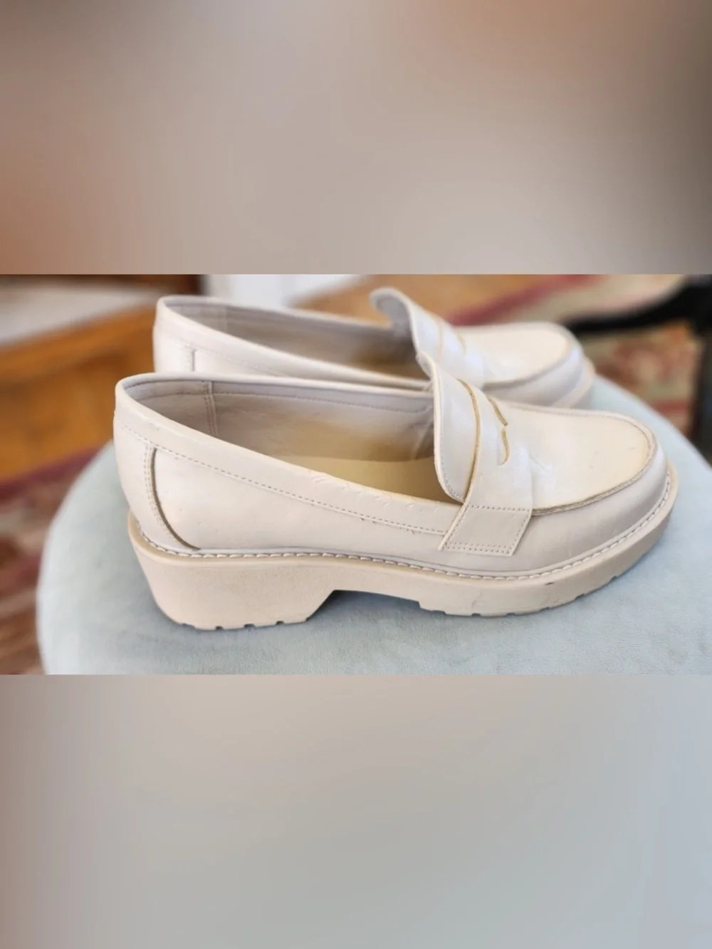 Madden Girl Cream Penny Loafers - Picture 3 of 9
